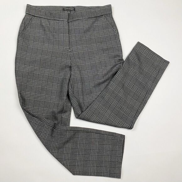 BANANA REPUBLIC Gray Black Houndstooth Straight Leg Ponte Knit Pants - Size 10 - Picture 1 of 6